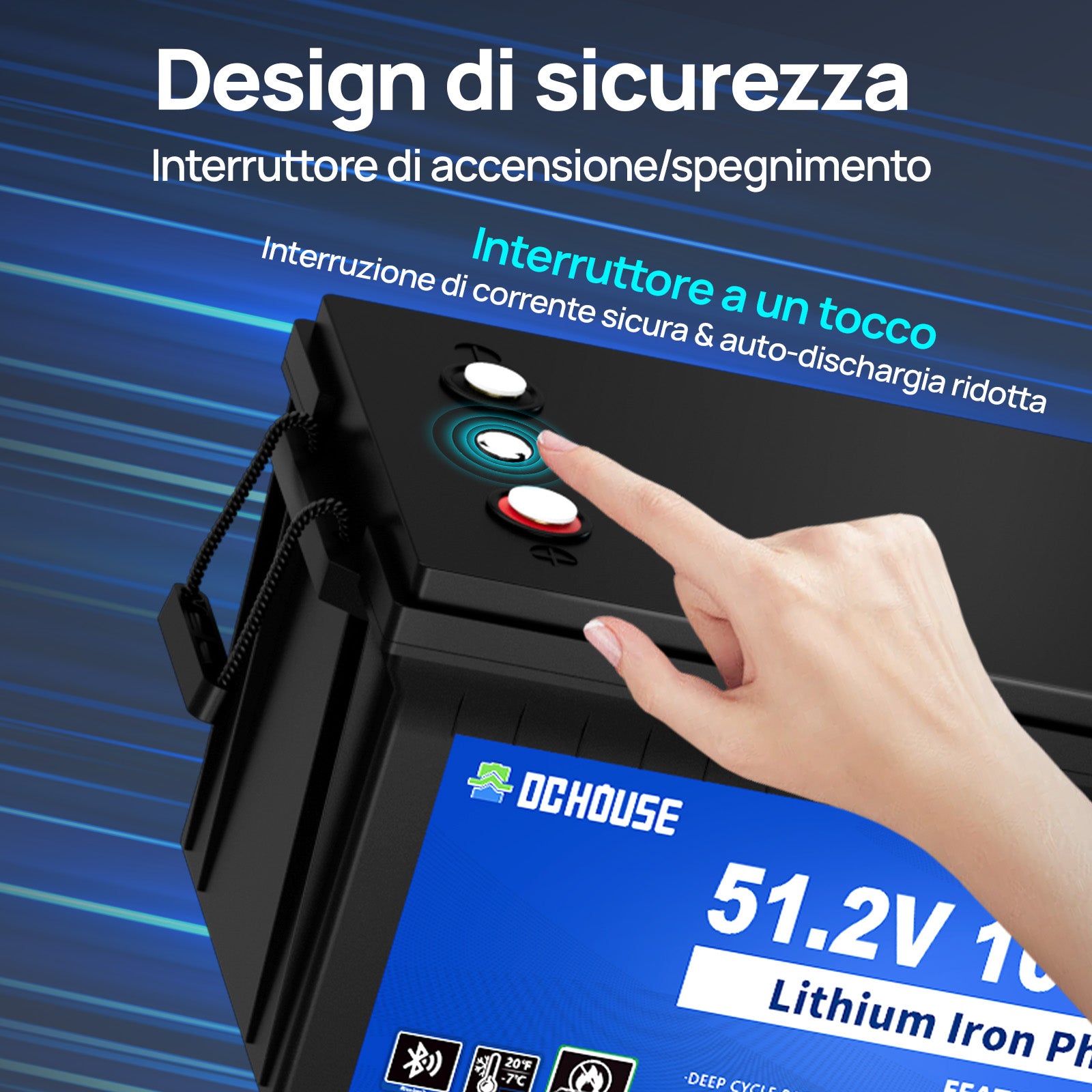 DC HOUSE Smart 48V 100Ah LiFePO4 ABS Plastic Battery with Charger - Bluetooth & LCD Monitoring for Golf Carts