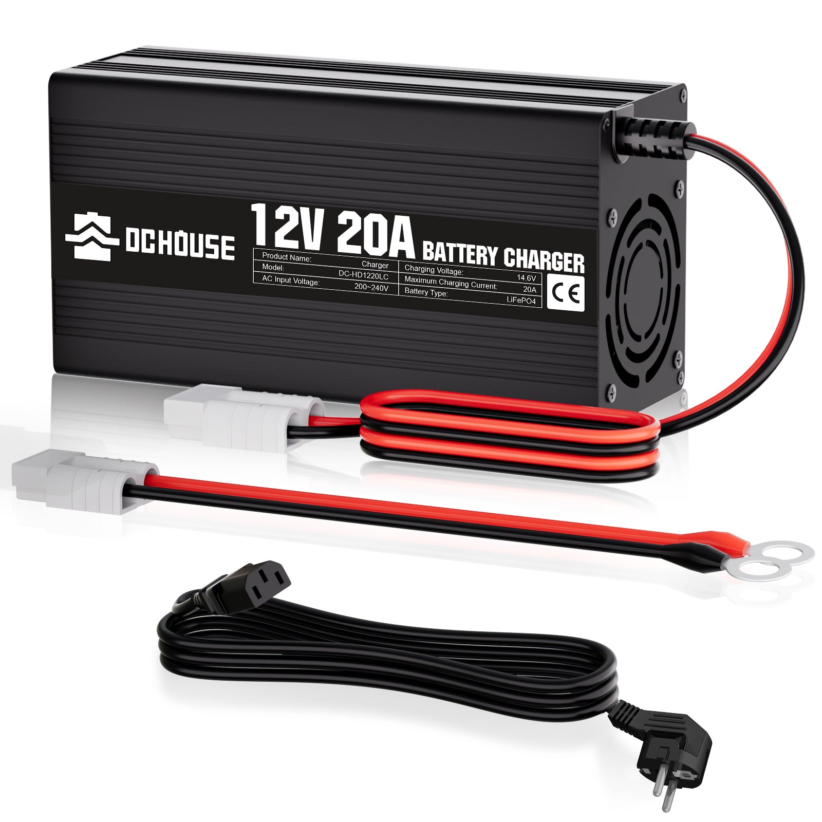 DC HOUSE 12V 20A Caricabatterie portatile AC-DC per batterie LiFePO4