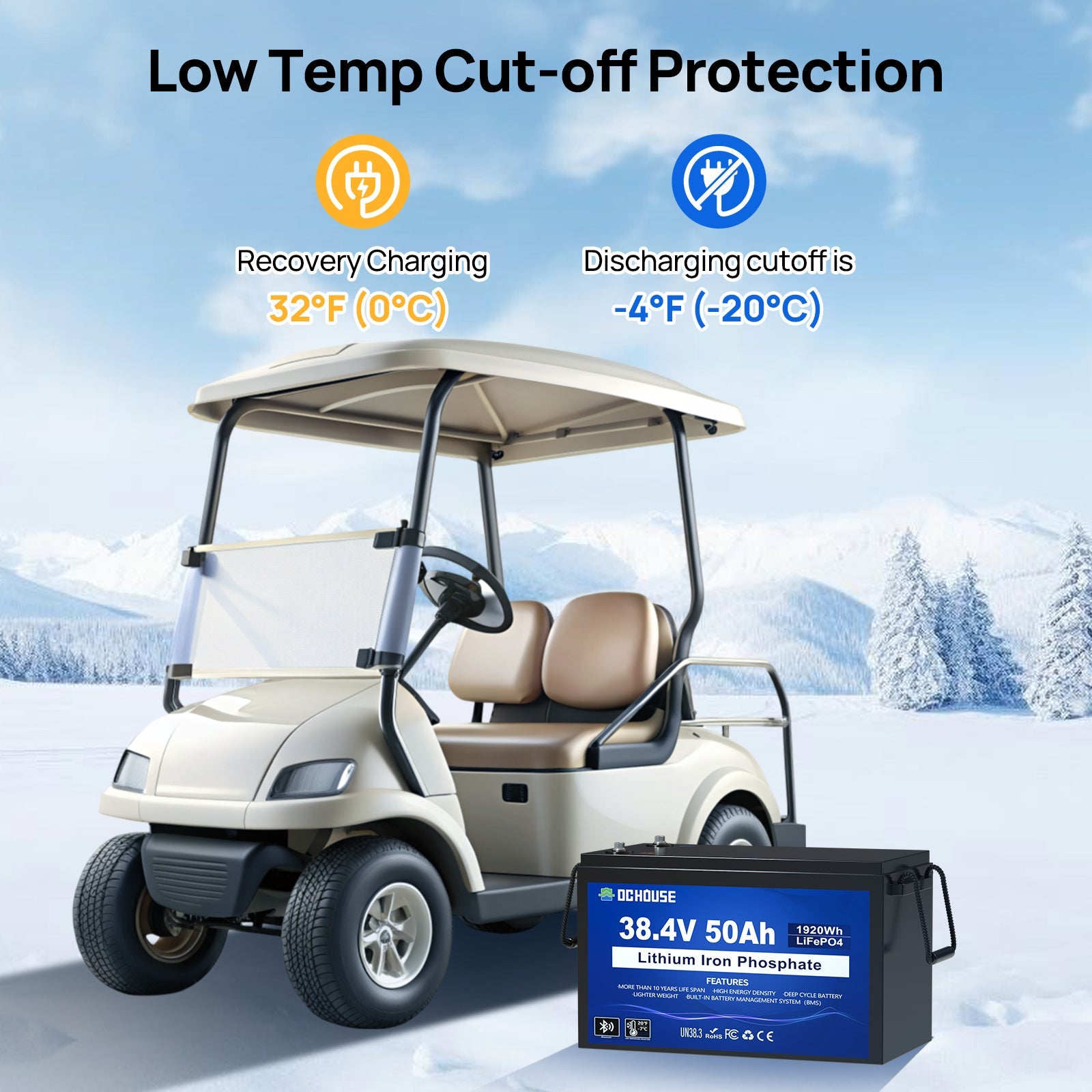 36V 50Ah LiFePO4 Bluetooth Deep Cycle Battery & Charger