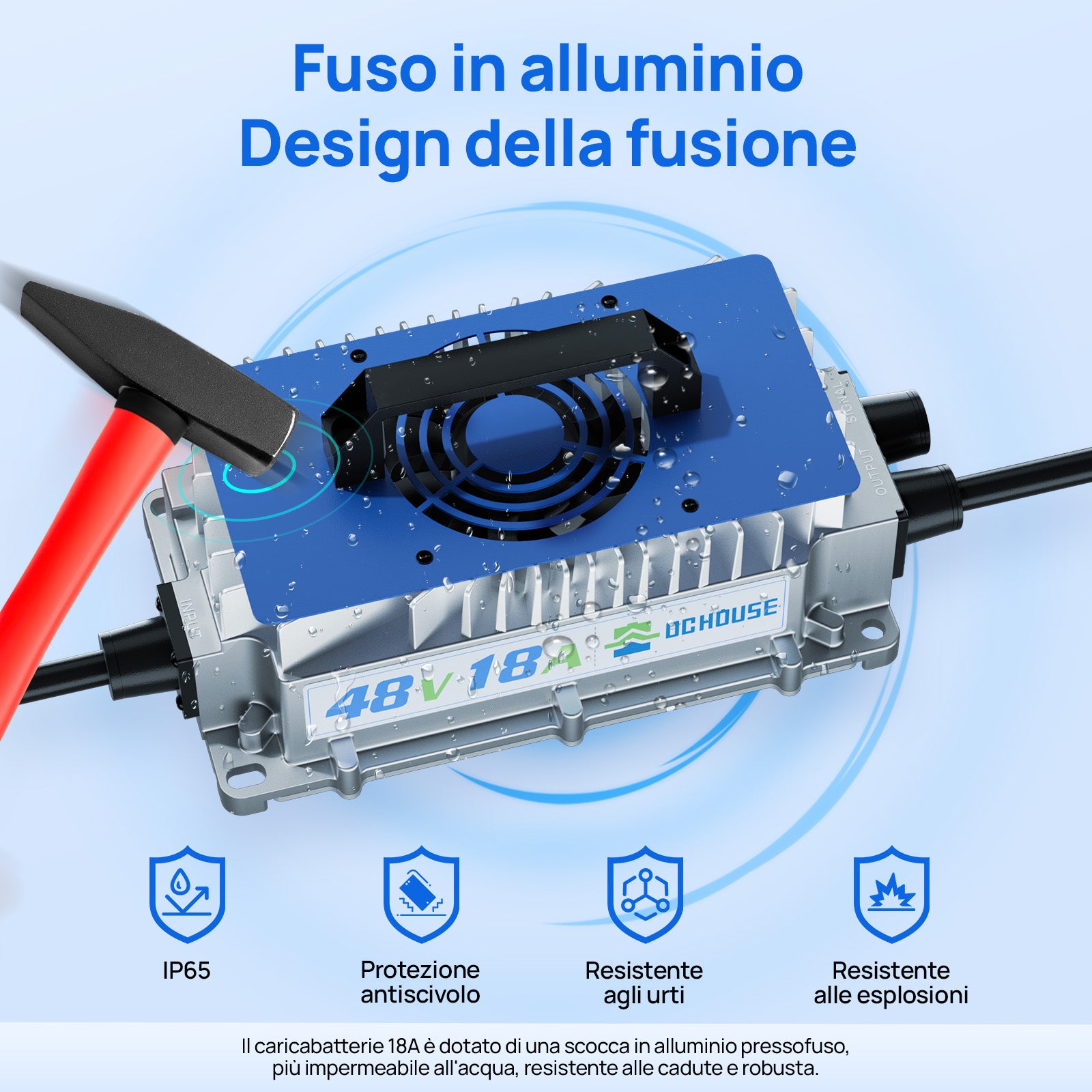 Batteria 36V 100Ah 2.0 LiFePO4 con Bluetooth, Custodia ABS e Caricabatterie
