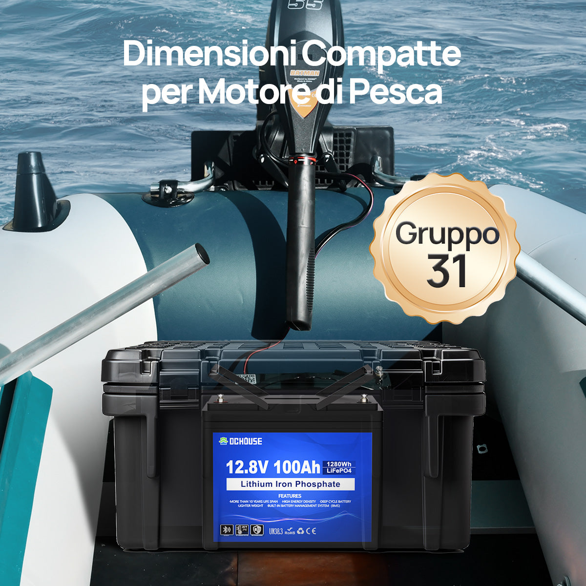 Batteria al Litio 12V 100Ah con Bluetooth, Indicatori SOC e Protezione a Bassa Temperatura