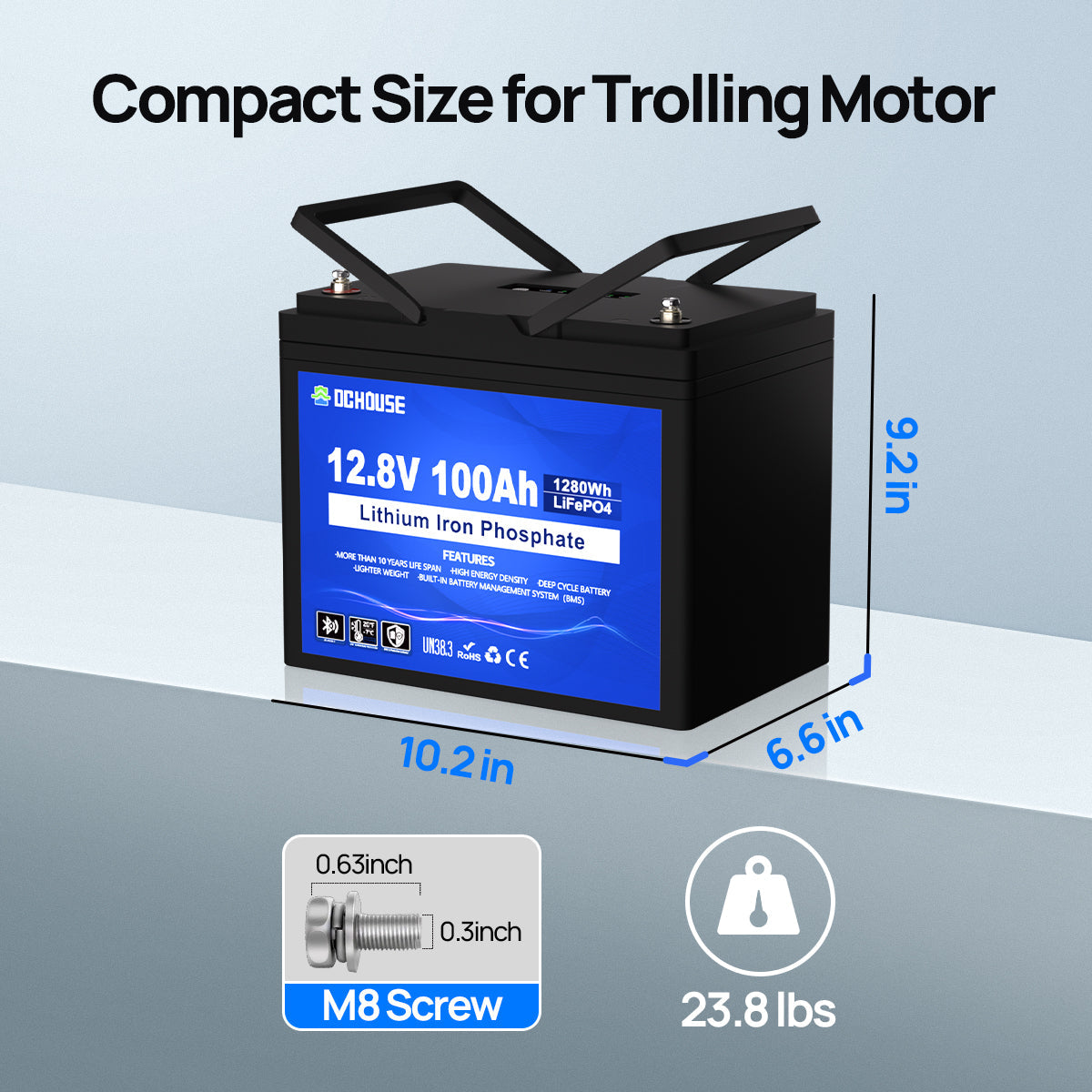 12V 100Ah with Bluetooth, SOC Indicators & Low Temp Protection