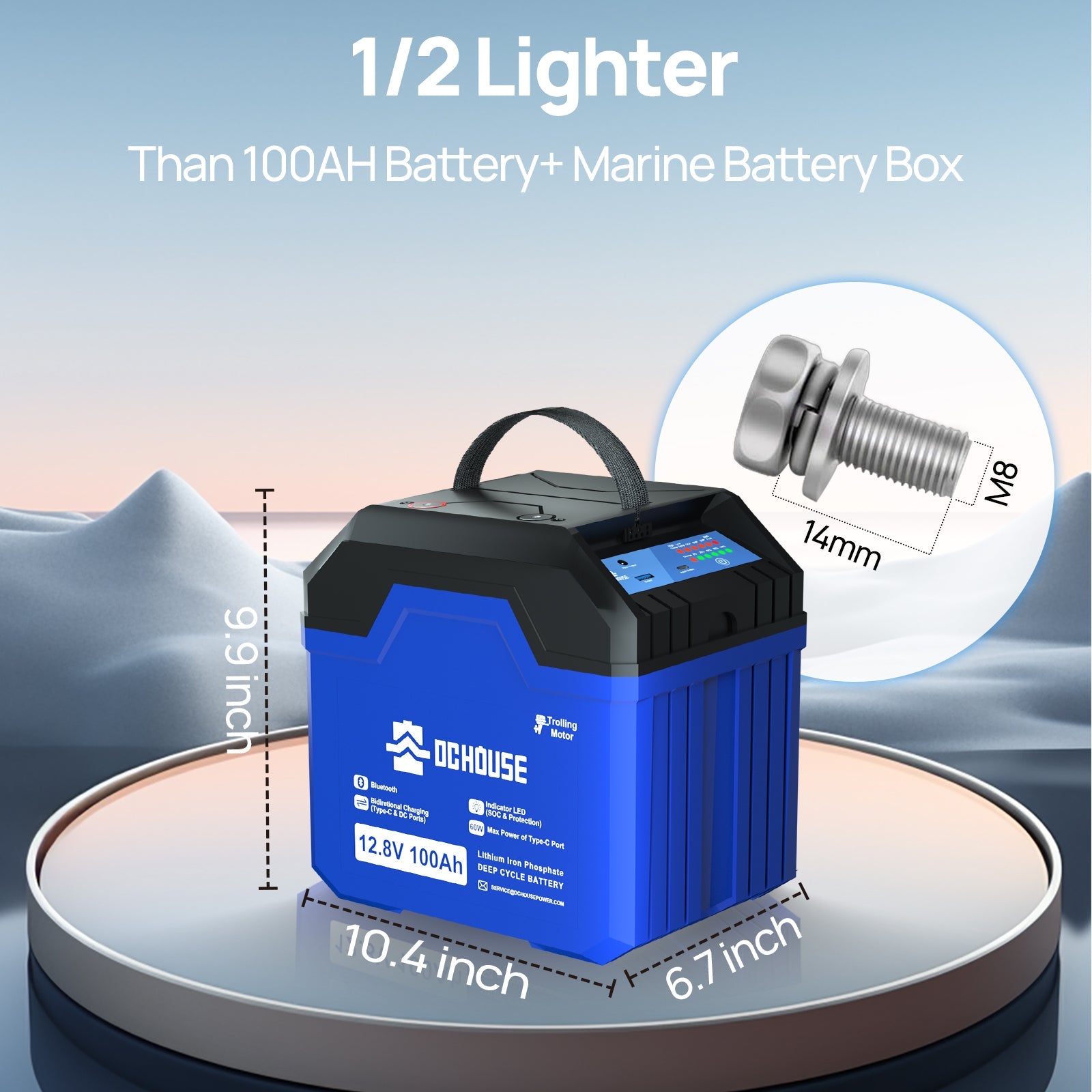 12V 100Ah 3.0 Portable Deep Cycle LiFePO4 Bluetooth & Low Temp Protection Battery