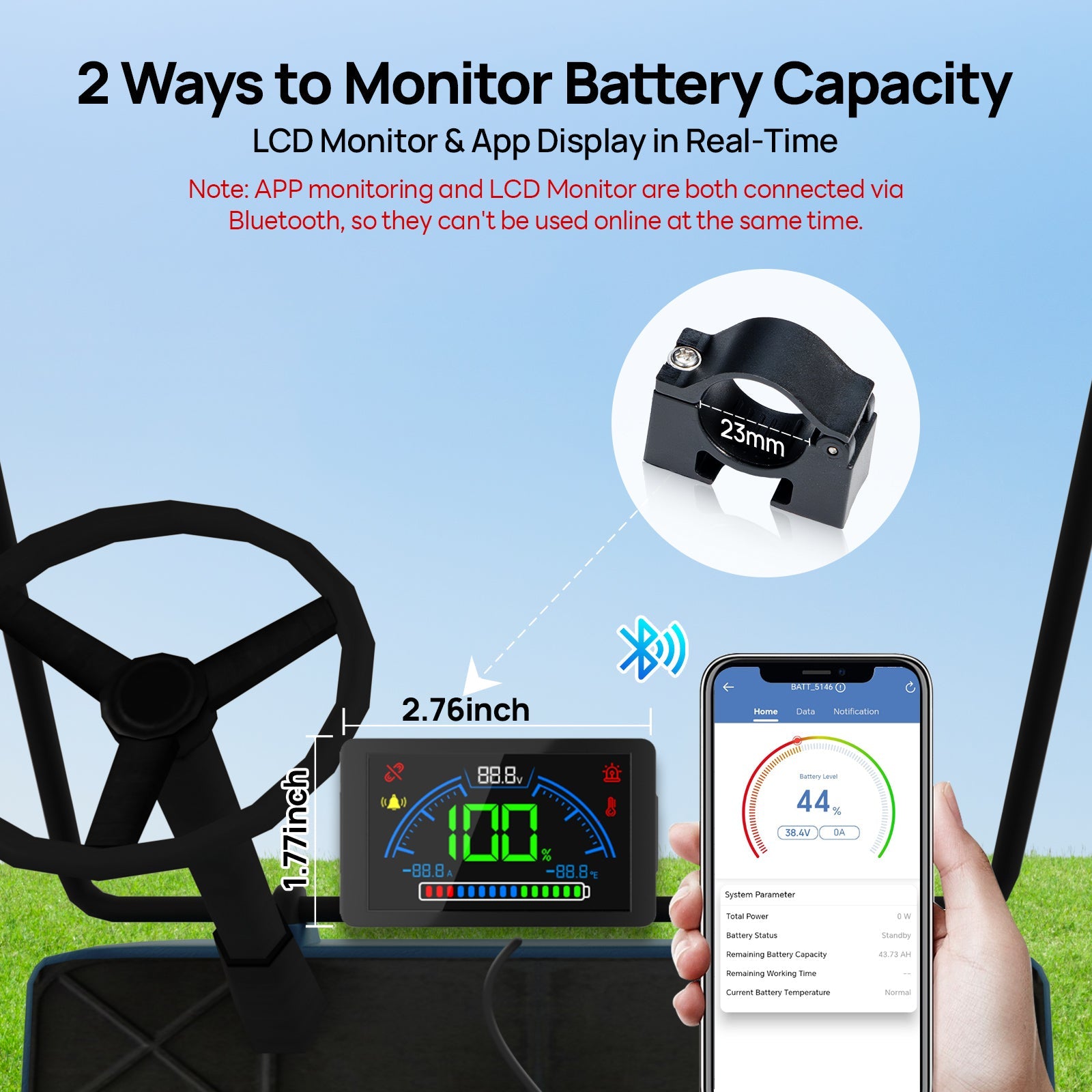 36V 100Ah 2.0 LiFePO4 Bluetooth Flame-retardant ABS Case Battery & Charger