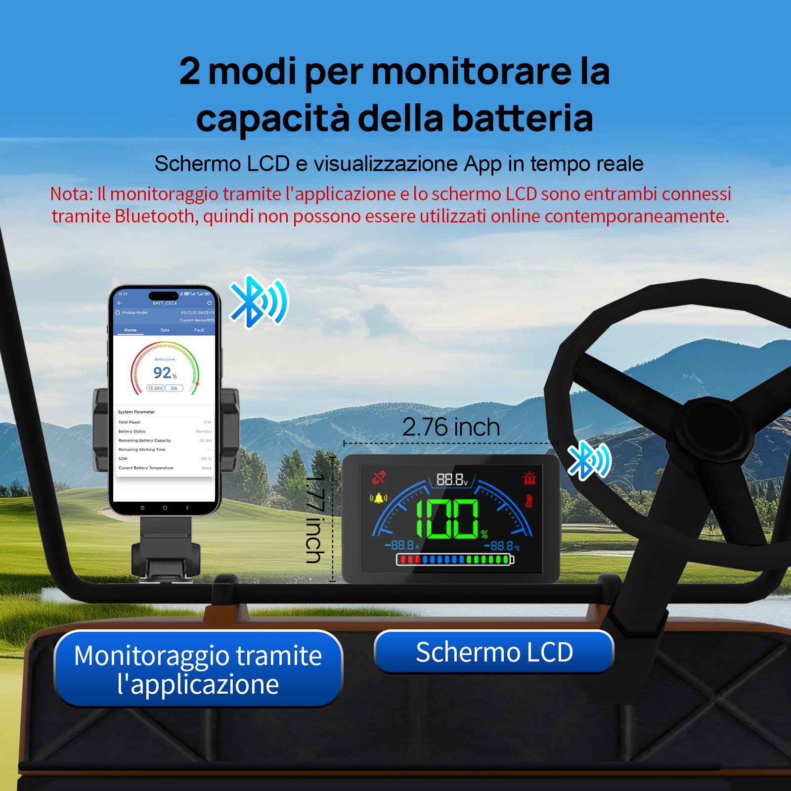 Batteria 36V 100Ah 2.0 LiFePO4 con Bluetooth, Custodia ABS e Caricabatterie