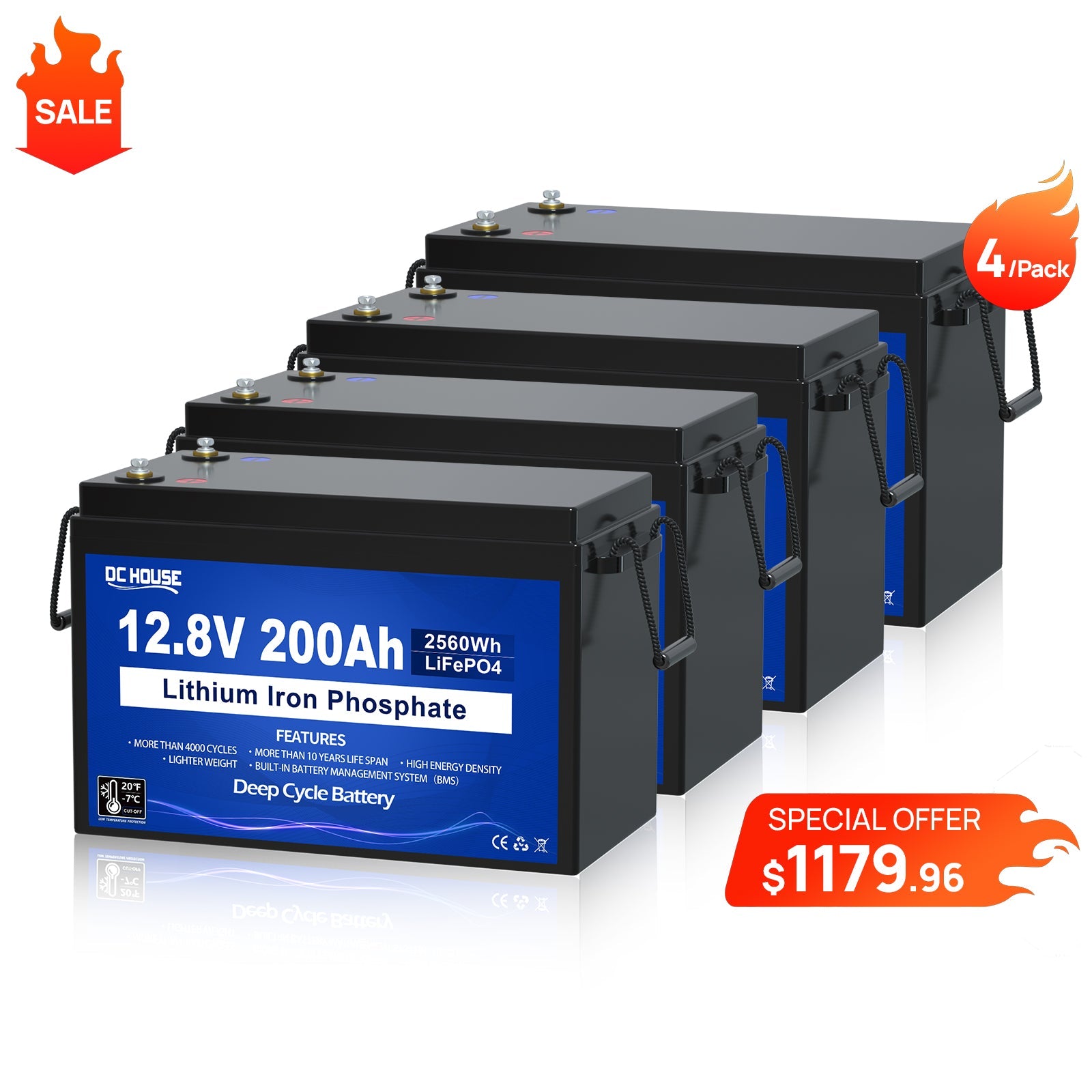 12V 200Ah Deep Cycle LiFePO4 Lithium Low Temp Protection Battery