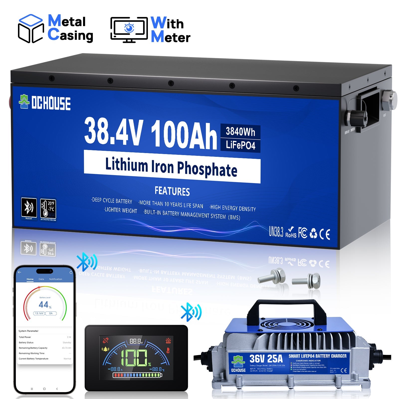 36V 100Ah Metal Case & Charger