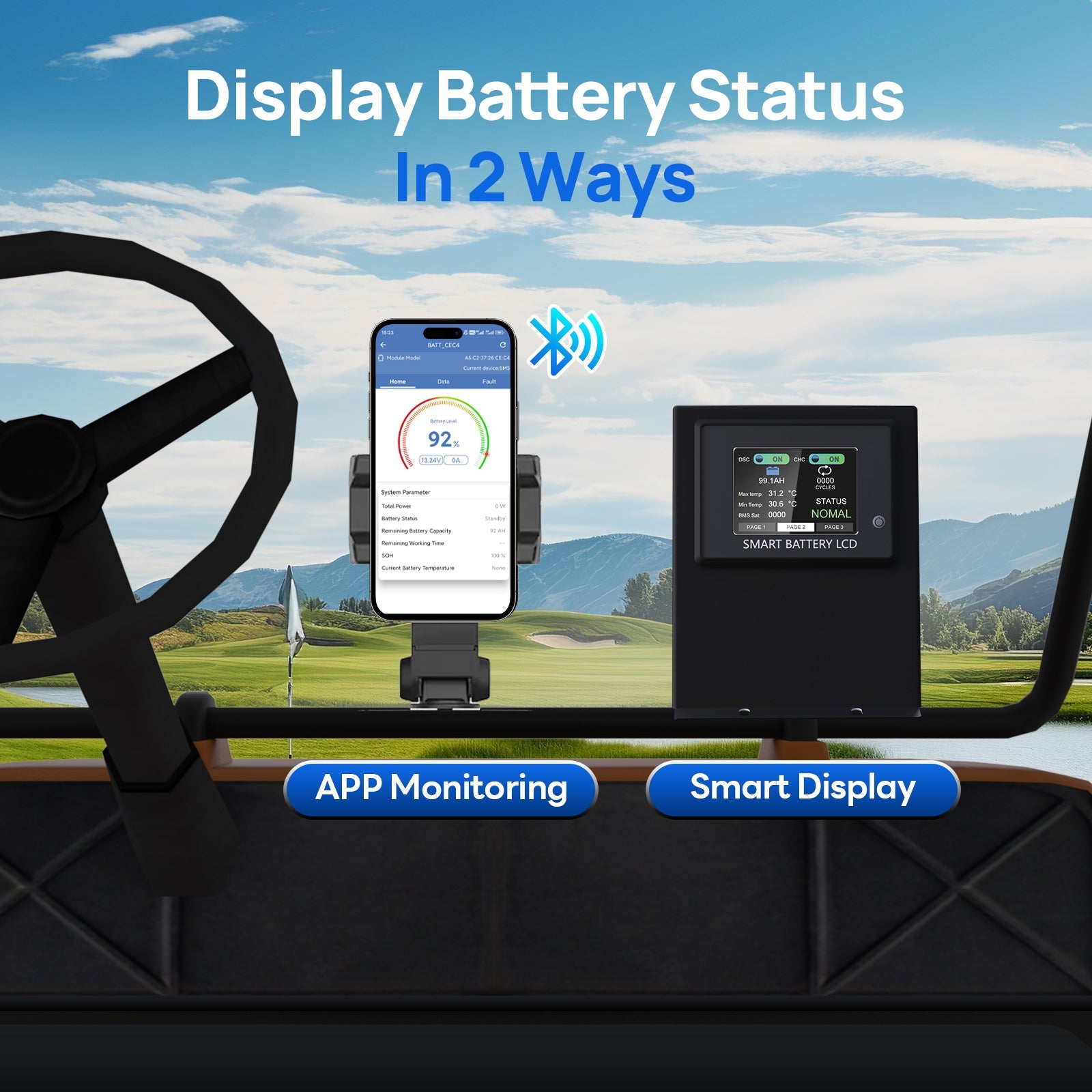 DC HOUSE Premium 48V 100Ah LiFePO4 Metal Case Battery with Charger - Ideal for Golf Carts